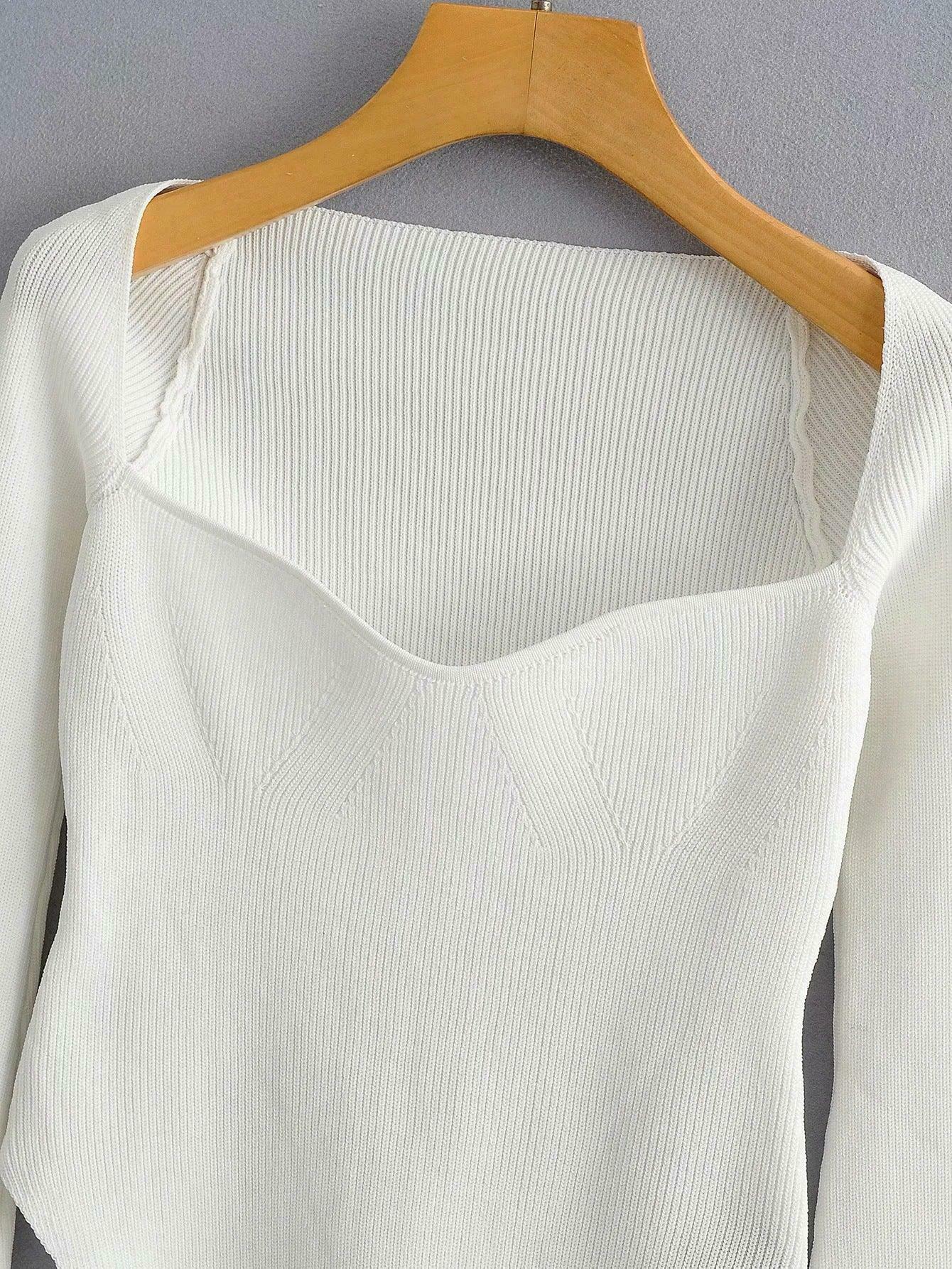 Coquette Aesthetic Knitted Top with Full Sleeves for Women Coquette Aesthetic Knitted Top with Full Sleeves for Women