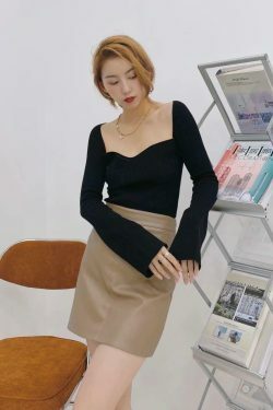 Coquette Aesthetic Knitted Top with Full Sleeves for Women