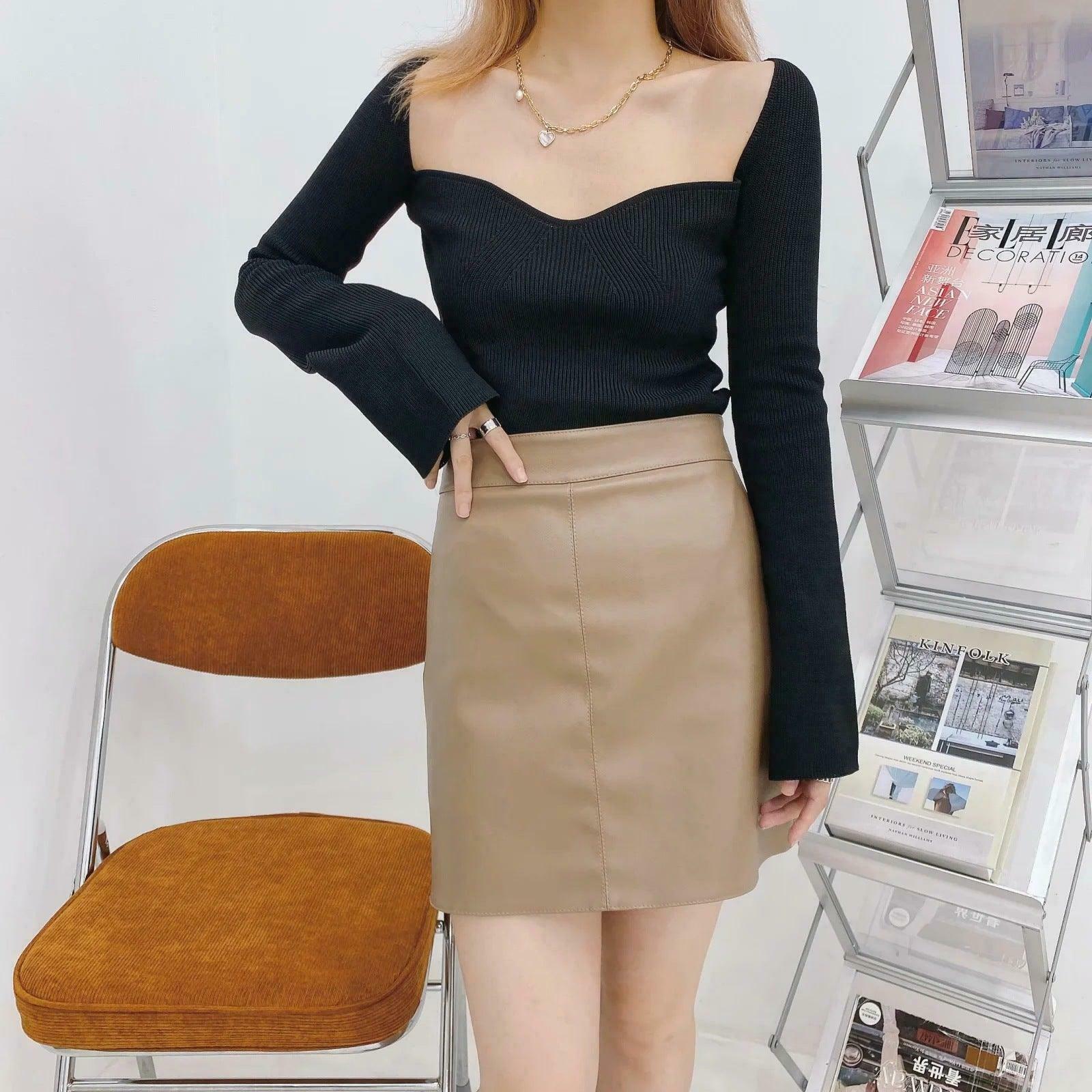 Coquette Aesthetic Knitted Top with Full Sleeves for Women Coquette Aesthetic Knitted Top with Full Sleeves for Women