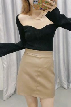 Coquette Aesthetic Knitted Top with Full Sleeves for Women