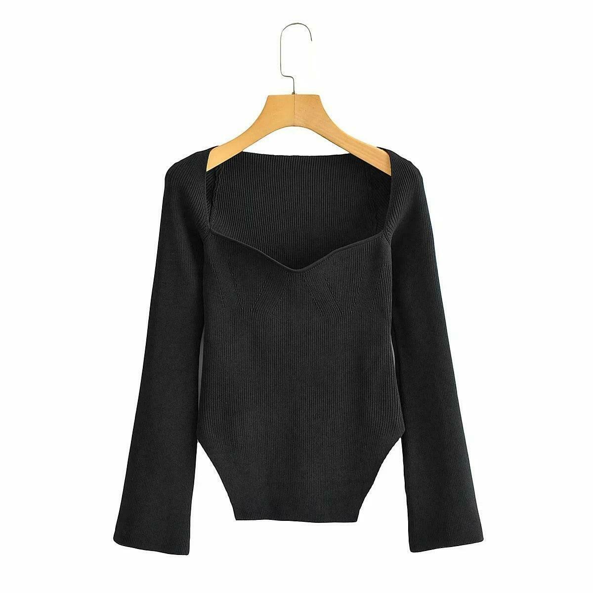 Coquette Aesthetic Knitted Top with Full Sleeves for Women Coquette Aesthetic Knitted Top with Full Sleeves for Women
