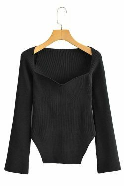 Coquette Aesthetic Knitted Top with Full Sleeves for Women