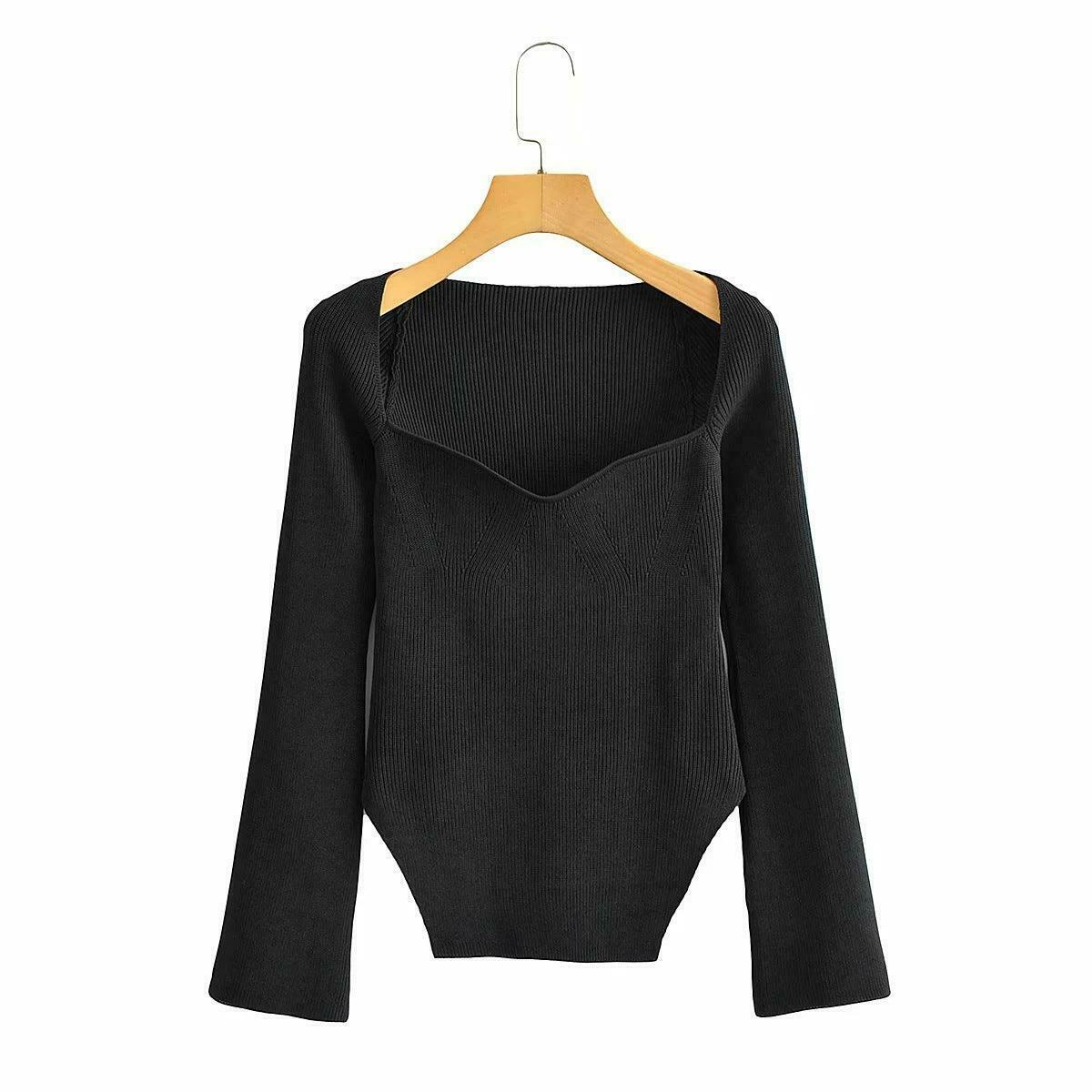 Coquette Aesthetic Knitted Top with Full Sleeves for Women Coquette Aesthetic Knitted Top with Full Sleeves for Women