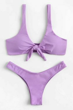 Coquette Aesthetic Knot Bra and Thong Set - Y2K Fashion Lingerie for Women