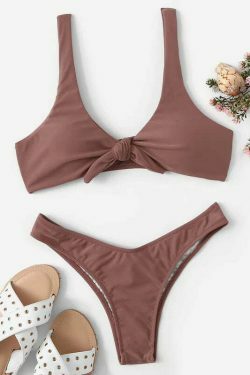 Coquette Aesthetic Knot Bra and Thong Set - Y2K Fashion Lingerie for Women