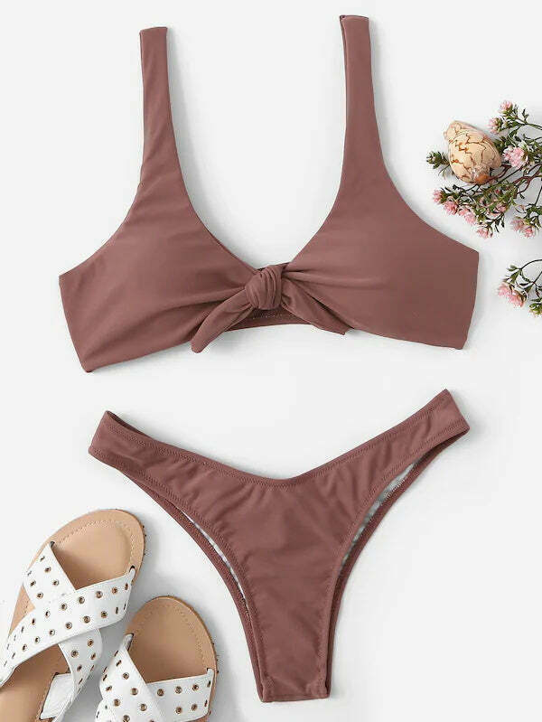 Coquette Aesthetic Knot Bra and Thong Set - Y2K Fashion Lingerie for Women Coquette Aesthetic Knot Bra and Thong Set - Y2K Fashion Lingerie for Women