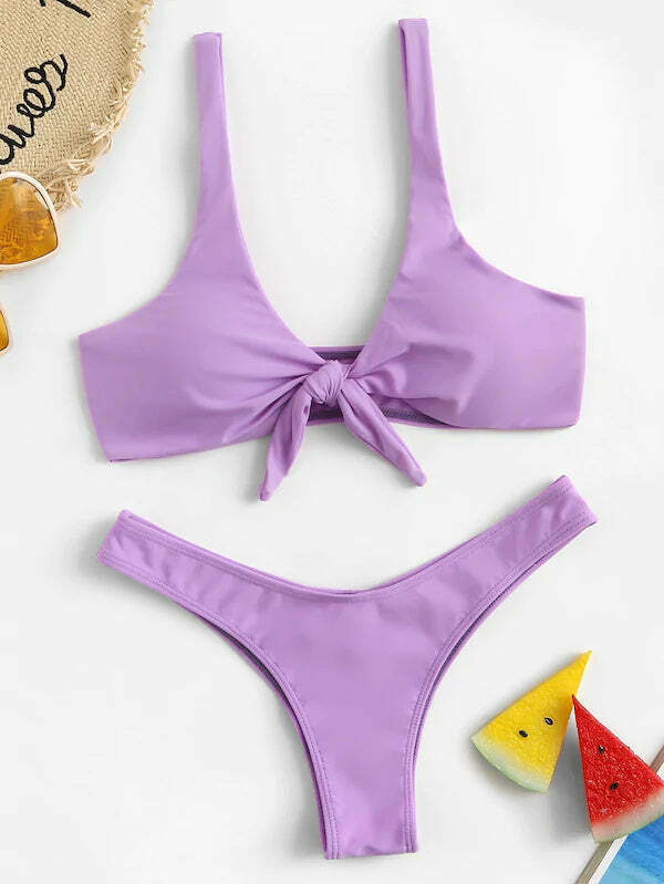 Coquette Aesthetic Knot Bra and Thong Set - Y2K Fashion Lingerie for Women Coquette Aesthetic Knot Bra and Thong Set - Y2K Fashion Lingerie for Women