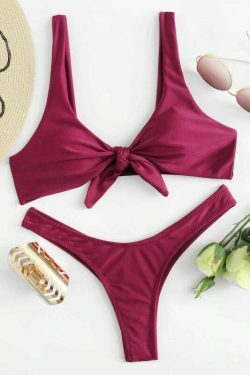 Coquette Aesthetic Knot Bra and Thong Set - Y2K Fashion Lingerie for Women