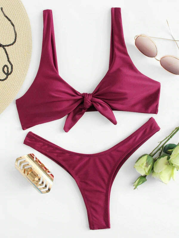 Coquette Aesthetic Knot Bra and Thong Set - Y2K Fashion Lingerie for Women Coquette Aesthetic Knot Bra and Thong Set - Y2K Fashion Lingerie for Women