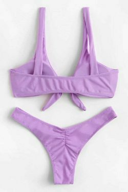 Coquette Aesthetic Knot Bra and Thong Set - Y2K Fashion Lingerie for Women