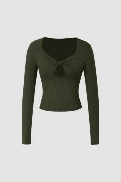 Coquette Aesthetic Knot Detail Cut Out Top