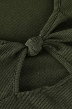 Coquette Aesthetic Knot Detail Cut Out Top