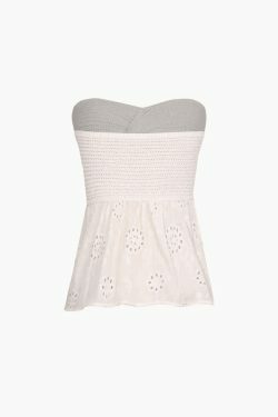 Coquette Aesthetic Knot Front Embroidered Tube Top