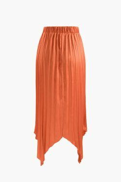 Coquette Aesthetic Knot Front Tube Top & Asymmetric Pleated Skirt Set