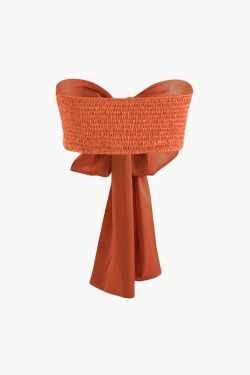 Coquette Aesthetic Knot Front Tube Top & Asymmetric Pleated Skirt Set