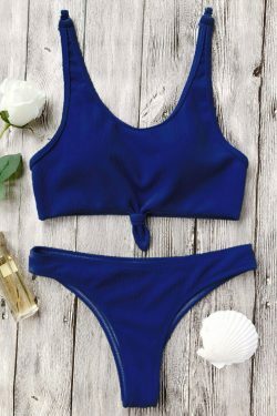 Coquette Aesthetic Knotted Bralette High Cut Bikini Set