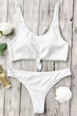 Coquette Aesthetic Knotted Bralette High Cut Bikini Set