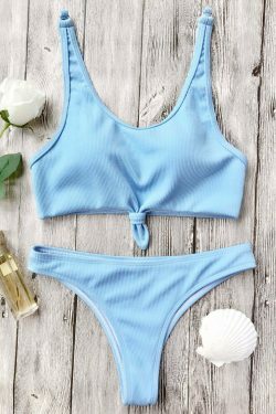 Coquette Aesthetic Knotted Bralette High Cut Bikini Set