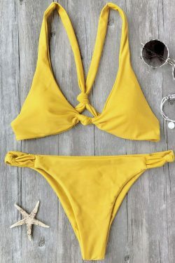 Coquette Aesthetic Knotted Padded Scoop Bikini Set
