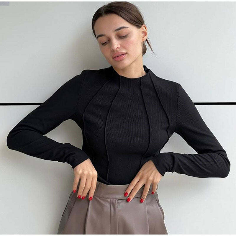 Coquette Aesthetic Kristell Turtleneck: Y2K Fashion Top for Women Coquette Aesthetic Kristell Turtleneck: Y2K Fashion Top for Women