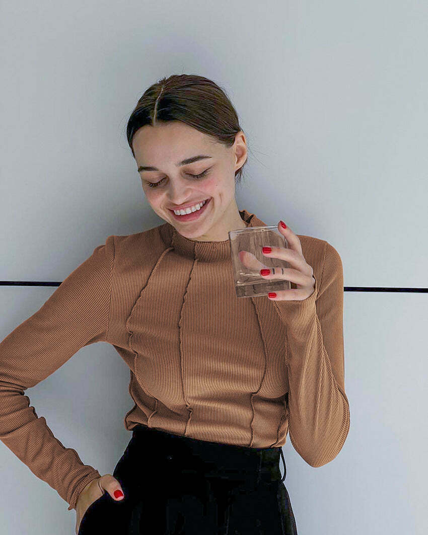 Coquette Aesthetic Kristell Turtleneck: Y2K Fashion Top for Women Coquette Aesthetic Kristell Turtleneck: Y2K Fashion Top for Women