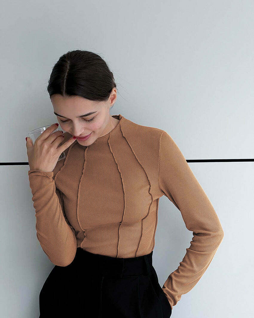 Coquette Aesthetic Kristell Turtleneck: Y2K Fashion Top for Women Coquette Aesthetic Kristell Turtleneck: Y2K Fashion Top for Women