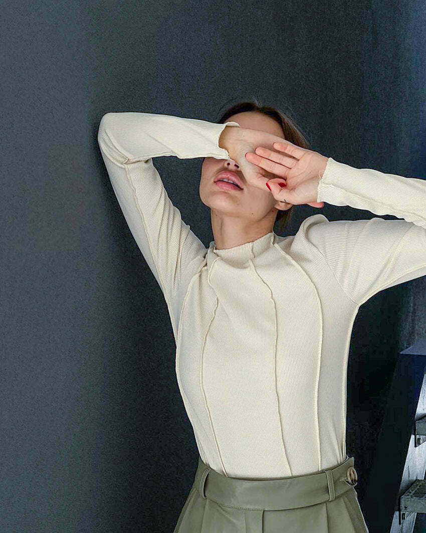 Coquette Aesthetic Kristell Turtleneck: Y2K Fashion Top for Women Coquette Aesthetic Kristell Turtleneck: Y2K Fashion Top for Women