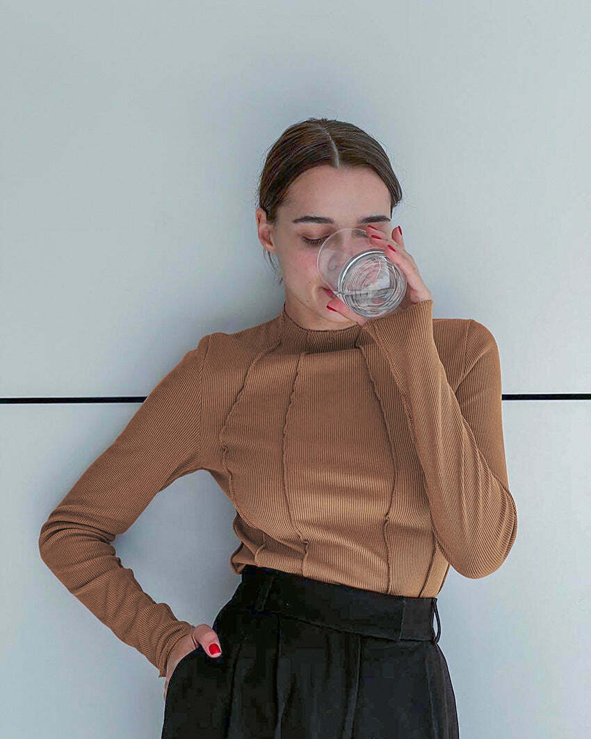 Coquette Aesthetic Kristell Turtleneck: Y2K Fashion Top for Women Coquette Aesthetic Kristell Turtleneck: Y2K Fashion Top for Women