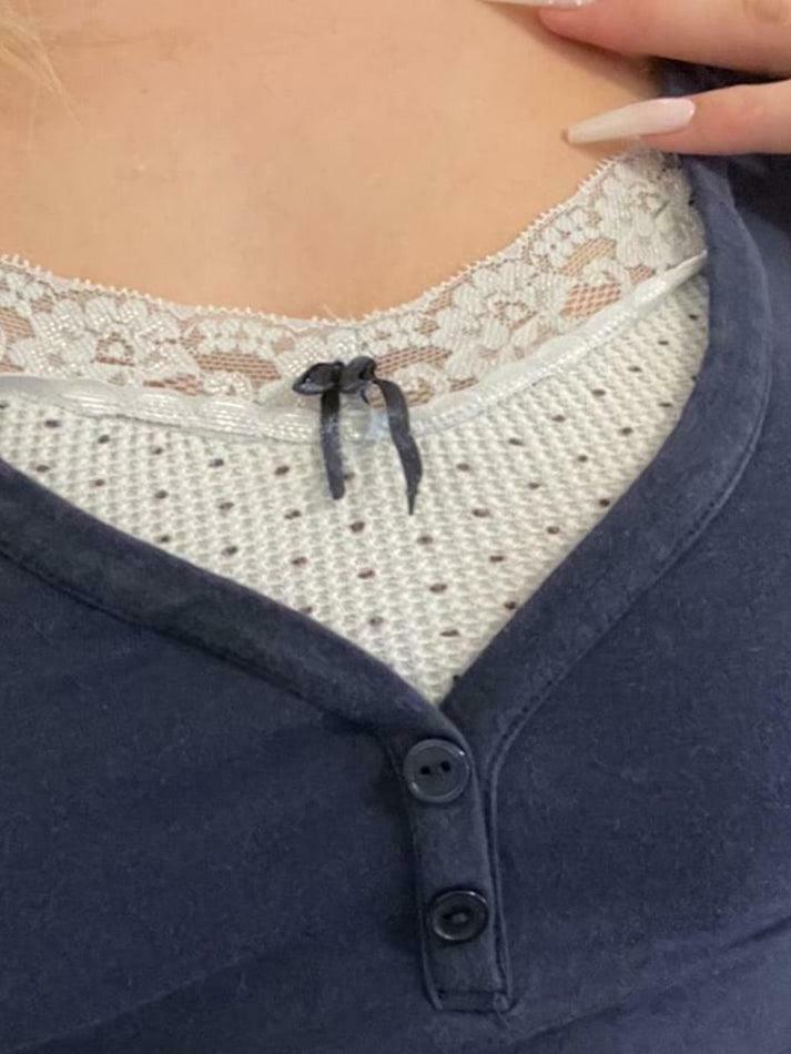 Coquette Aesthetic Lace-Trim Crop Top: Y2K Fashion Women's Grunge Style Shirt Coquette Aesthetic Lace-Trim Crop Top: Y2K Fashion Women's Grunge Style Shirt