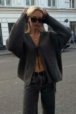 Coquette Aesthetic Lace-Up Cardigan: Y2K Fashion, Grunge Style, Cute Tops & Pastel Goth Outfits