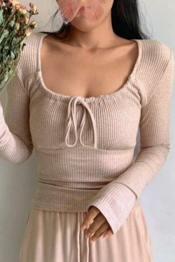 Coquette Aesthetic Lace-Up Knit Top - Y2K Grunge Style - Pastel Goth Cargo Skirt - Cute Hoodie