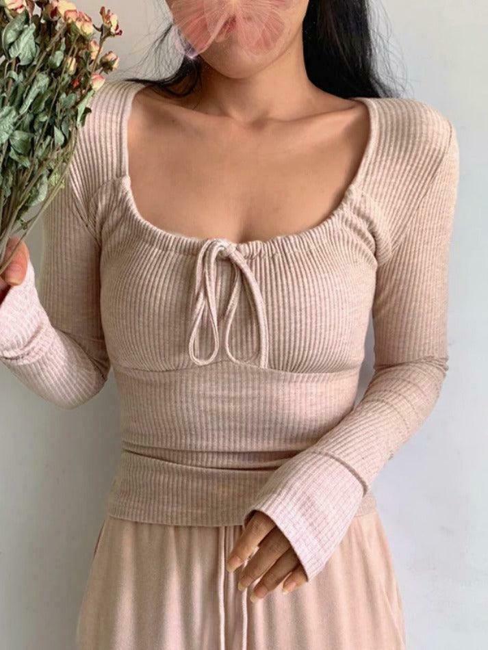 Coquette Aesthetic Lace-Up Knit Top - Y2K Grunge Style - Pastel Goth Cargo Skirt - Cute Hoodie Coquette Aesthetic Lace-Up Knit Top - Y2K Grunge Style - Pastel Goth Cargo Skirt - Cute Hoodie