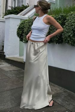 Coquette Aesthetic Lace-Up Maxi Skirt - Y2K Fashion with Grunge Style & Cute Tops