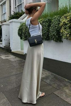 Coquette Aesthetic Lace-Up Maxi Skirt - Y2K Fashion with Grunge Style & Cute Tops