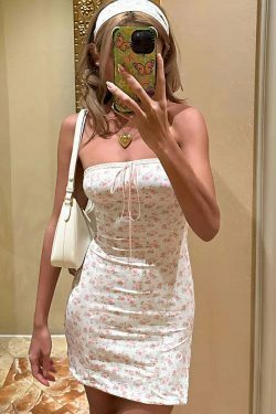 Coquette Aesthetic Lace-Up Mini Dress - Y2K Fashion Statement for Women