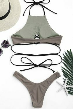 Coquette Aesthetic Lace-Up Thong Bikini - Y2K Fashion Swimwear