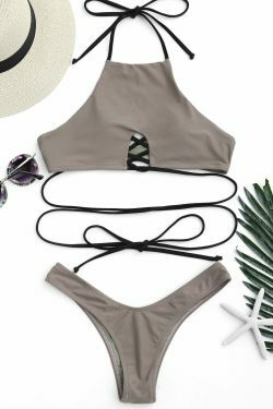 Coquette Aesthetic Lace-Up Thong Bikini - Y2K Fashion Swimwear