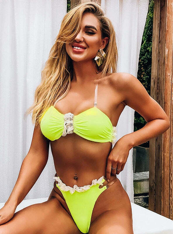 Coquette Aesthetic Lace Bikini Swimsuit - Y2K Fashion Statement for Women