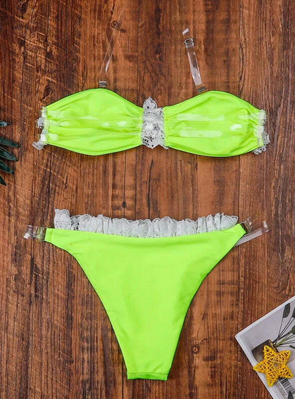 Coquette Aesthetic Lace Bikini Swimsuit - Y2K Fashion Statement for Women