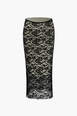 Coquette Aesthetic Lace Cami Top & Bodycon Midi Skirt Set