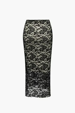 Coquette Aesthetic Lace Cami Top & Bodycon Midi Skirt Set