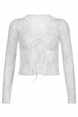 Coquette Aesthetic Lace Crop Blouse: Y2K Fashion, Grunge Style, Cute Tops & Pastel Goth