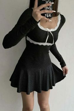 Coquette Aesthetic Lace Mini Dress - Y2K Fashion Statement for Women