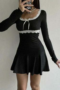 Coquette Aesthetic Lace Mini Dress - Y2K Fashion Statement for Women