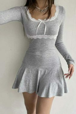 Coquette Aesthetic Lace Mini Dress - Y2K Fashion Statement for Women