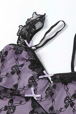 Coquette Aesthetic Lace Mini Dress with Strappy V-Neck Ruffles