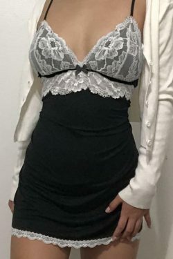 Coquette Aesthetic Lace Panel Mini Bodycon Dress - Y2K Fashion Statement