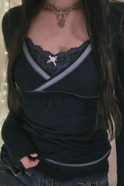 Coquette Aesthetic Lace Patchwork Bow Long Sleeve Tee