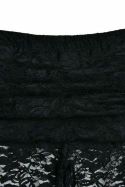 Coquette Aesthetic Lace Splice Cargo Skirt for Women - Y2K Fashion High Rise Flare Leg Pants