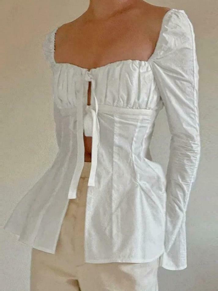 Coquette Aesthetic Lace Top with Ruched Sleeves Coquette Aesthetic Lace Top with Ruched Sleeves